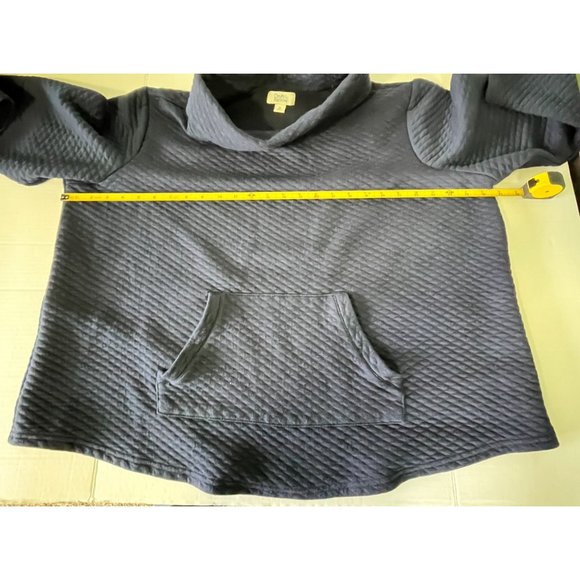 Croft & Barrow Womens Quilted Pullover Sweater 2X Blue Long Sleeve Front Pocket - Picture 5 of 9